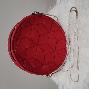 Welden Meridian Crossbody Circle Bag - Red Leather Gold Hardware EUC